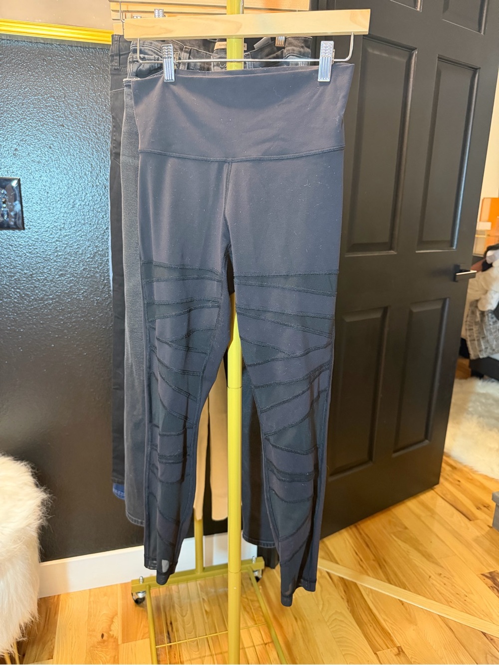 lululemon athletica Black High-Waist Leggings with Mesh Insets